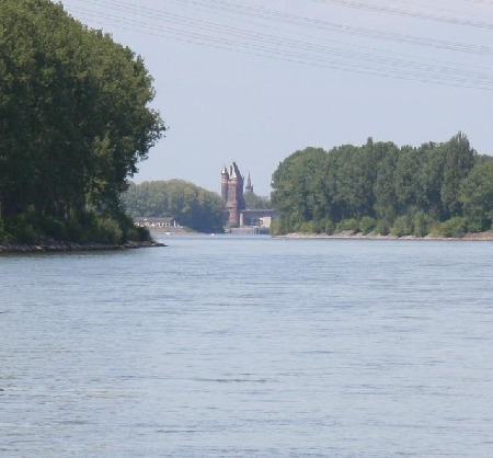  Rhein bei Lampertheim mit Blick Richtung Worms